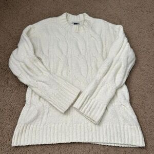 Unisex White American Eagle cable‎ knit sweater
